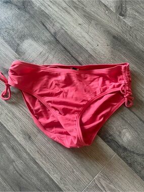 Kensie Coral Pink Bikini Bottom with Side Ties